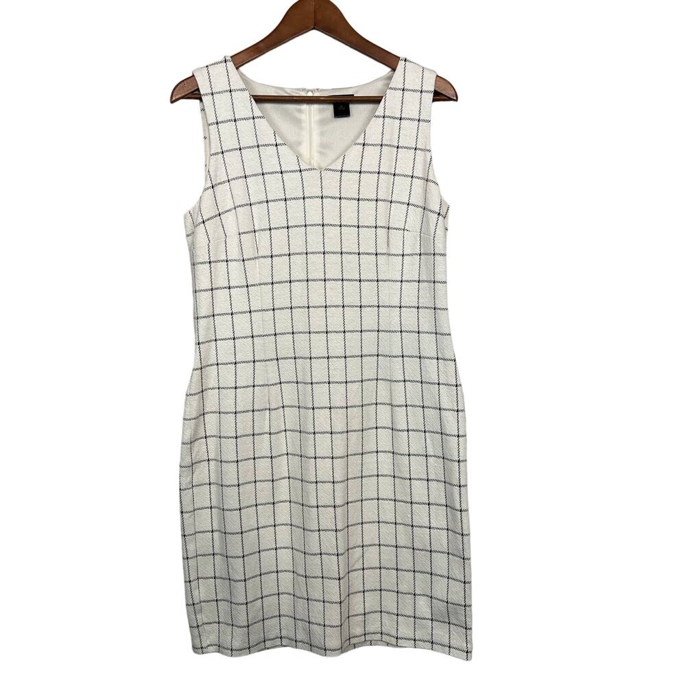 Ann Taylor Sheath Dress Checker Print Career Sleeveless - M
